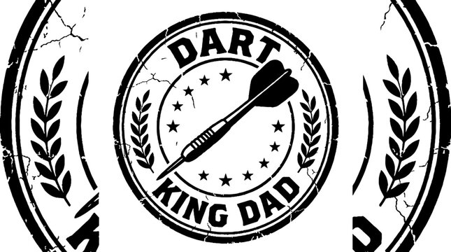 Dart king dad vintage style rubber stamp design