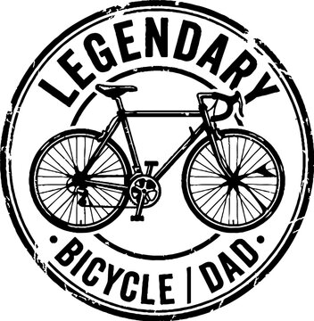 Legendary bicycle dad vintage round stamp graphic