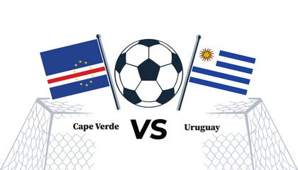 Cape verde vs uruguay soccer match flags and ball graphic © MdWahidurRahman