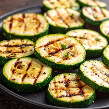 Grilled zucchini slices on plate.
