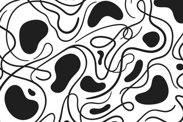 Fototapeta premium Abstract fluid shapes black and white pattern modern organic design