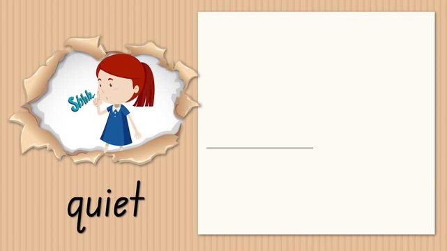 Educational Alphabet Animation Teaching Letter Q with Word Quiet and Writing Practice