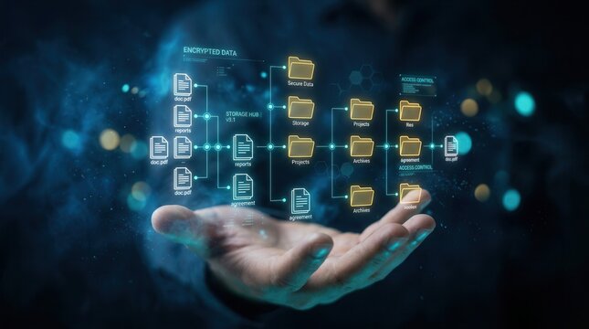 A secure storage concept for data download and export through account data access.