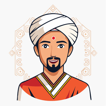 Indian Man with Turban and Bindi