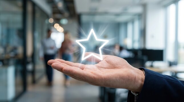 Successful redemption of loyalty points represented by a bright star hovering over a person's hand.