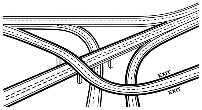 Interchange road system highway overpass.