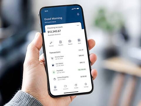 Mobile Banking App Interface on Smartphone - Digital Finance