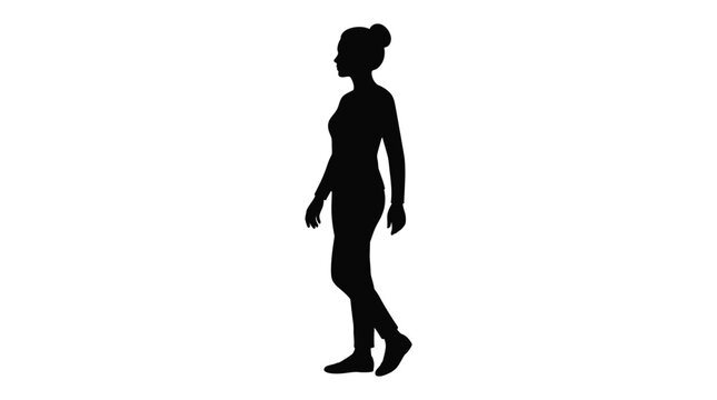 woman silhouette walking on white background