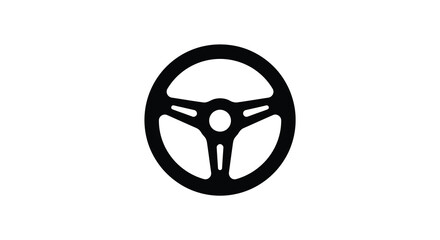 steering wheel icon black silhouette on white background © Bismillahadobe