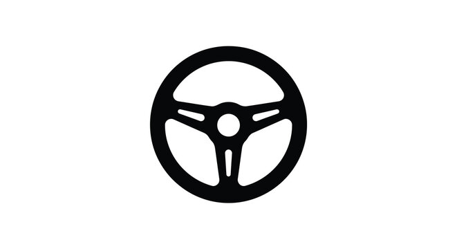 steering wheel icon black silhouette on white background