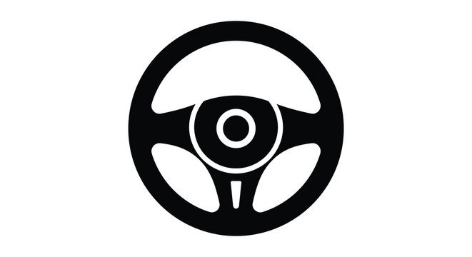 steering wheel icon black silhouette on white background