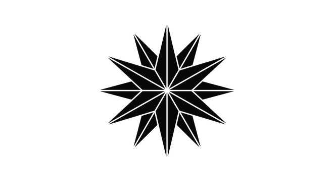 eight pointed star silhouette on white background