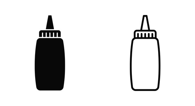 squeeze bottle icons black and white line art
