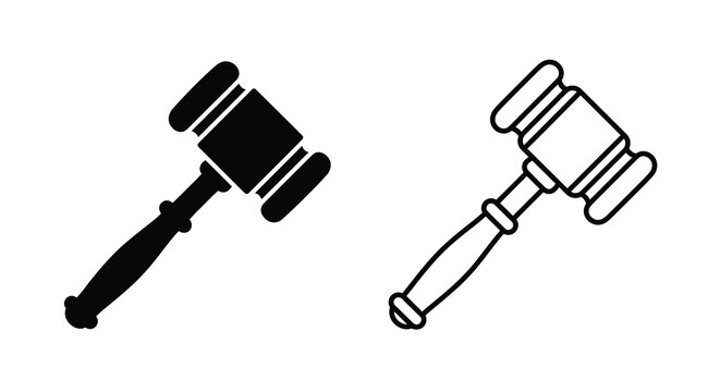 gavel silhouette and outline on white background