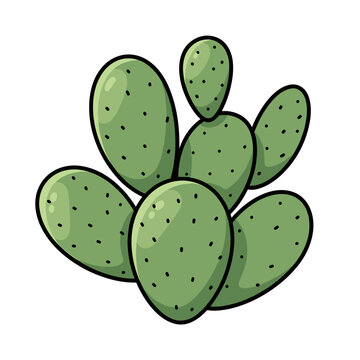 Group Of Cactus Pads Vector Composition