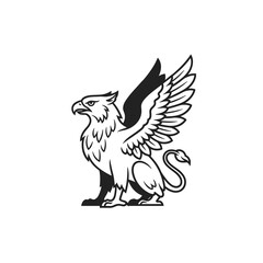 Fototapeta premium Black and White Griffin Mythological Creature Illustration