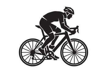 Fototapeta premium Minimal cyclist icon, Rider on bicycle silhouette, Cyclist silhouette vector.