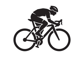 Fototapeta premium Minimal cyclist icon, Rider on bicycle silhouette, Cyclist silhouette vector.