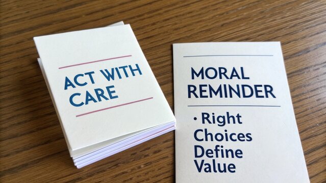 Inspirational cards promoting mindfulness and ethical decision-making for personal growth and self-improvement in everyday life situations