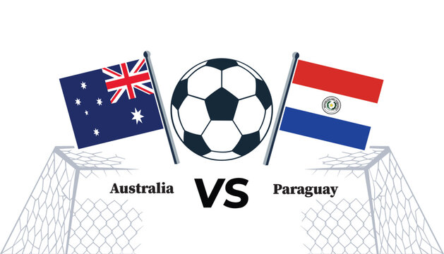 Australian and paraguayan soccer teams compete in a match