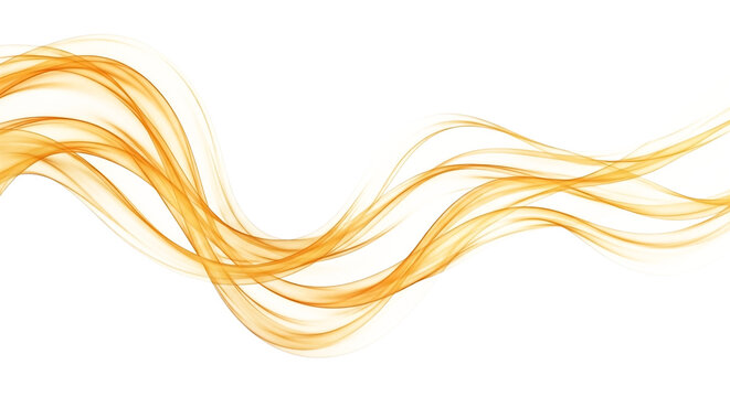 Golden wavy line abstract shape on transparent background
