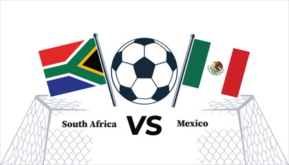 South africa versus mexico soccer match illustration with flags and ball © MdWahidurRahman
