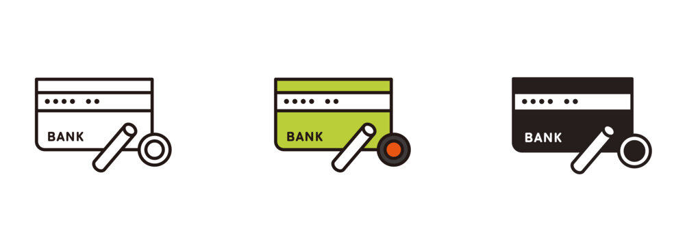 通帳と印鑑のアイコン。銀行で使う口座とハンコ。投資や貯金のイメージ。A passbook icon. 