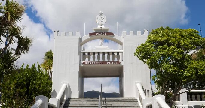 Picton War Memorial and Steps, New Zealand.This memorial commemorates World War I and World War II fallen soldiers of Picton residents who served in the NZ Armed Forces