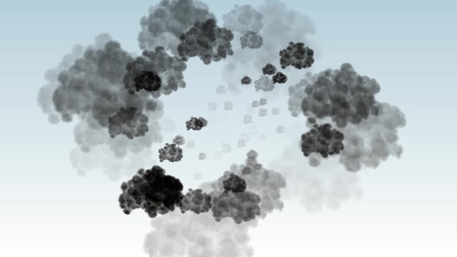 Black Clouds On White Background Loop Animation