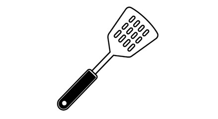 Black and white illustration spatula tool. © Percetakan