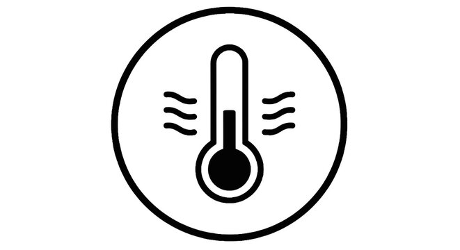 Thermometer icon with heat waves rising.