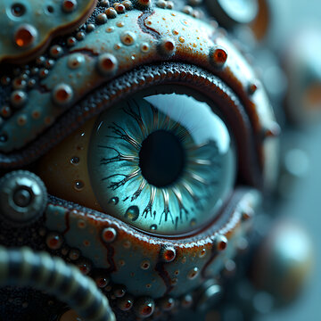 Close-up of an alien cybernetic lifeform eye