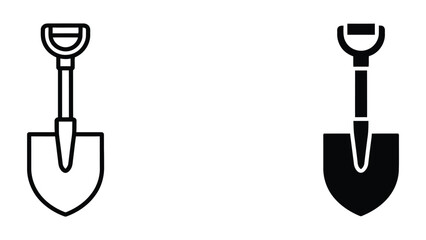 Black and white shovel icon with handle © MDJUBAYER