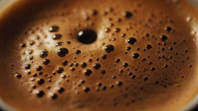 Macro coffee surface with swirling crema and rich cinematic espresso textures