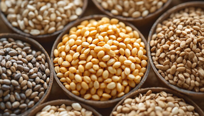 Obraz premium Seeds and cereals in the laboratory of food quality.