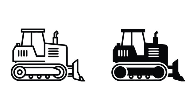 Two bulldozers with different color schemes
