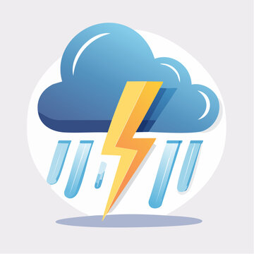 Stormy Weather Icon with Lightning and Rain