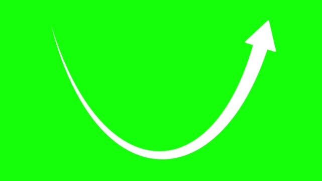 Arrow Dropping Down Then Rising Up on Green Background
