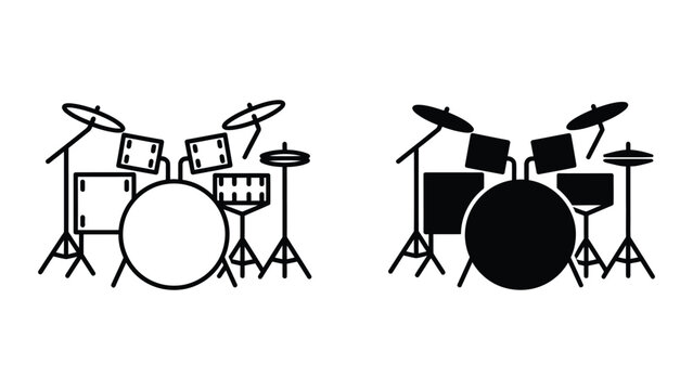 Black and white drum kit illustration comparison