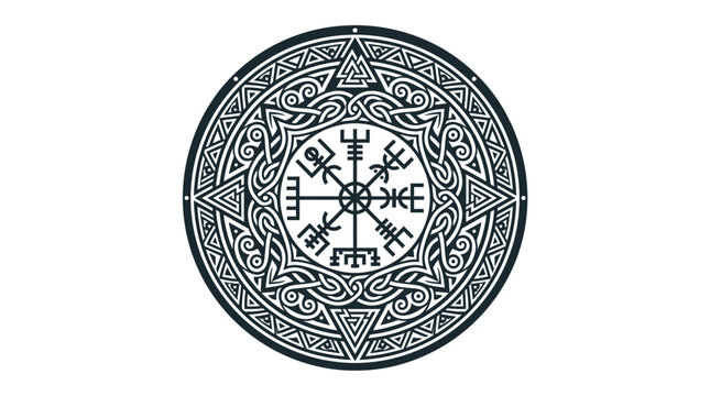Viking Vegvisir Compass with Norse Celtic Knotwork Border