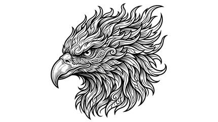 Fototapeta premium Eagle Head Vector Illustration in Black and White