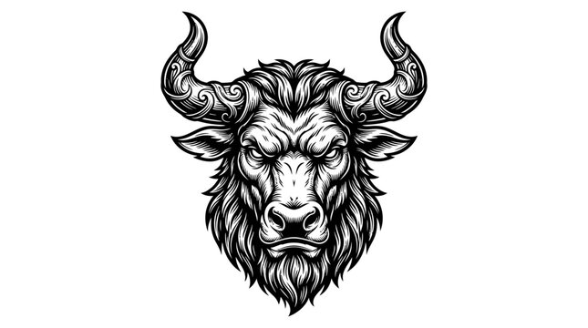 Intricate Bull Head Vector Graphic Illustration Design