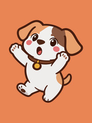 Naklejka premium Cute cartoon puppy waving its paws happily