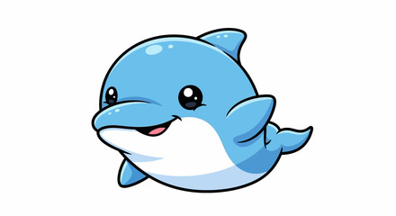 Fototapeta premium Cute Cartoon Dolphin Character Vector Illustration