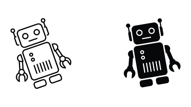 Two simple robot icons with different colors