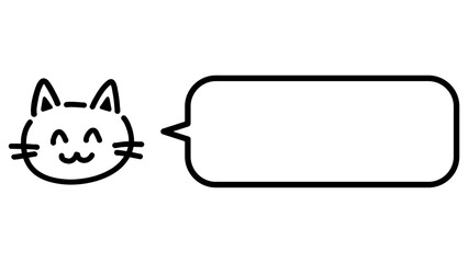 Fototapeta premium にこにこ笑顔を浮かべた猫と角丸の吹き出しのイラスト