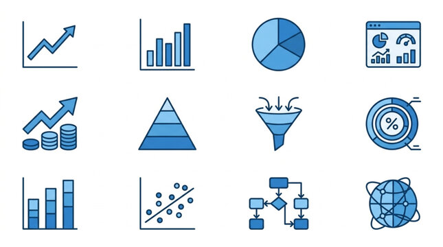 Collection of Business and Financial Data Analysis Icons.