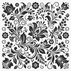 Floral pattern designs in a traditional russian folk art style. Vector Illustration  © Muhammaddsy
