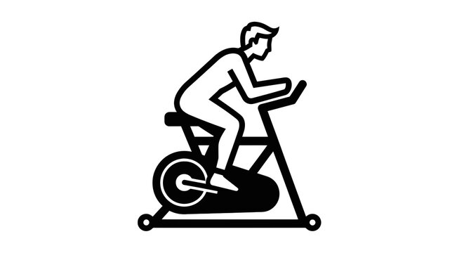 Man Riding Exercise Stationary Bike.