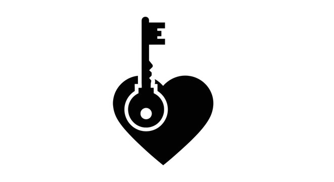 Black heart with key symbol.